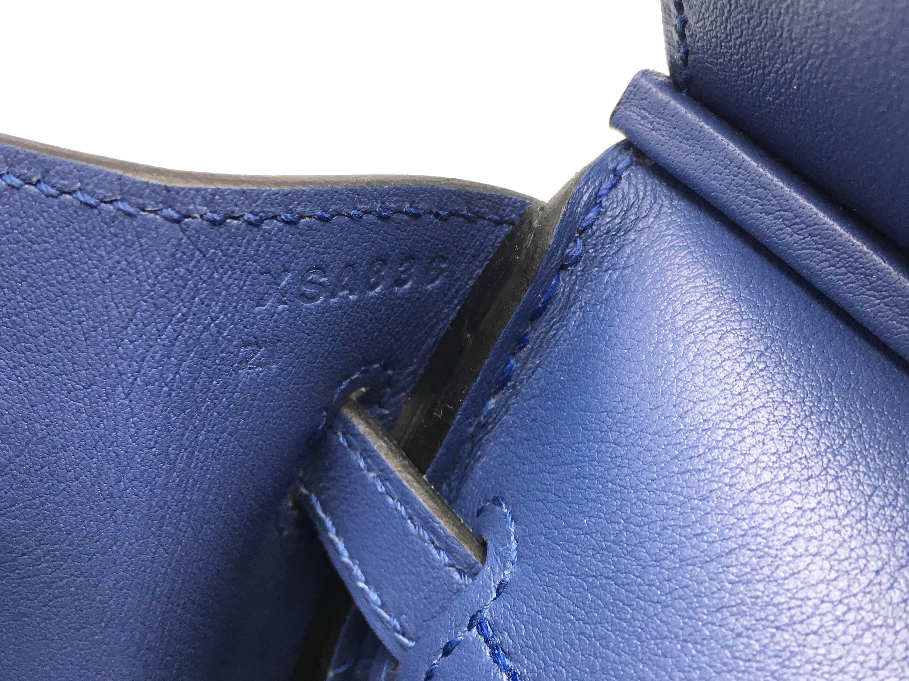 Hermes Birkin 25 Bleu Agate Blue Swift Leather Silver Metal Top Handle Bag For Sale 1
