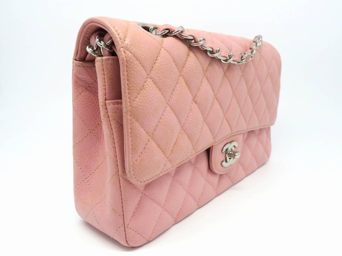 Color: Pink 

Material: Caviar Leather 

Condition: Rank A 
Overall: Good, few minor defects
Surface: Minor Stains
Corners: Minor Scratches
Edges: Minor Stains
Handles/Straps: Minor Scratches
Hardware: Minor Scratches

Dimension: W25.5 × H15 ×