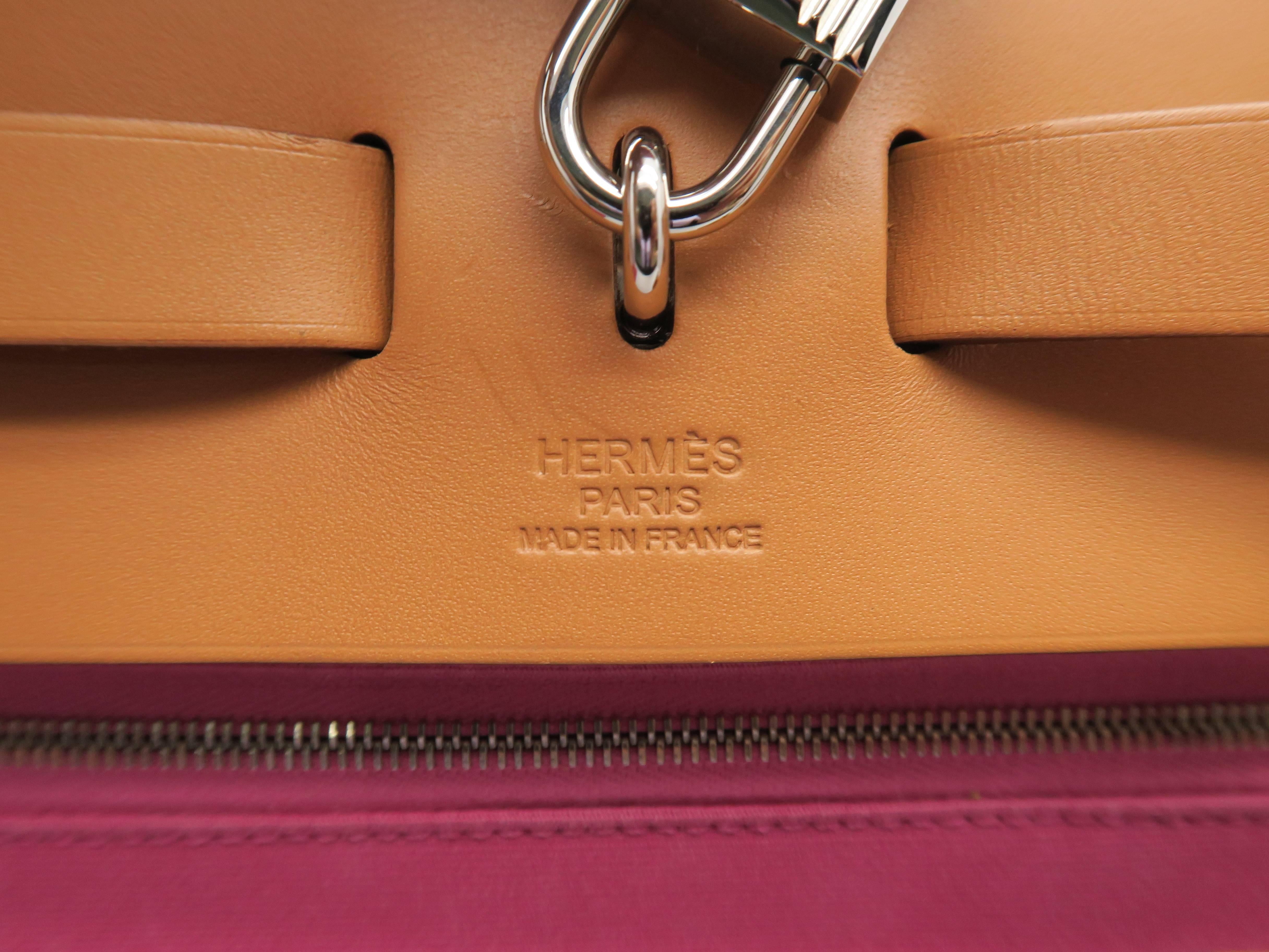 Hermes Herbag GM Pink Toile H Canvas Top Handle Bag 1