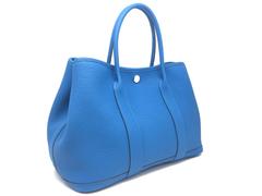 Hermes Garden Party 30 Blue Zanzibar Togo Leather Tote Bag