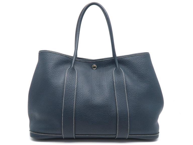 Hermes Garden Party PM Bleu De Presse Blue Togo Leather Tote Bag For ...