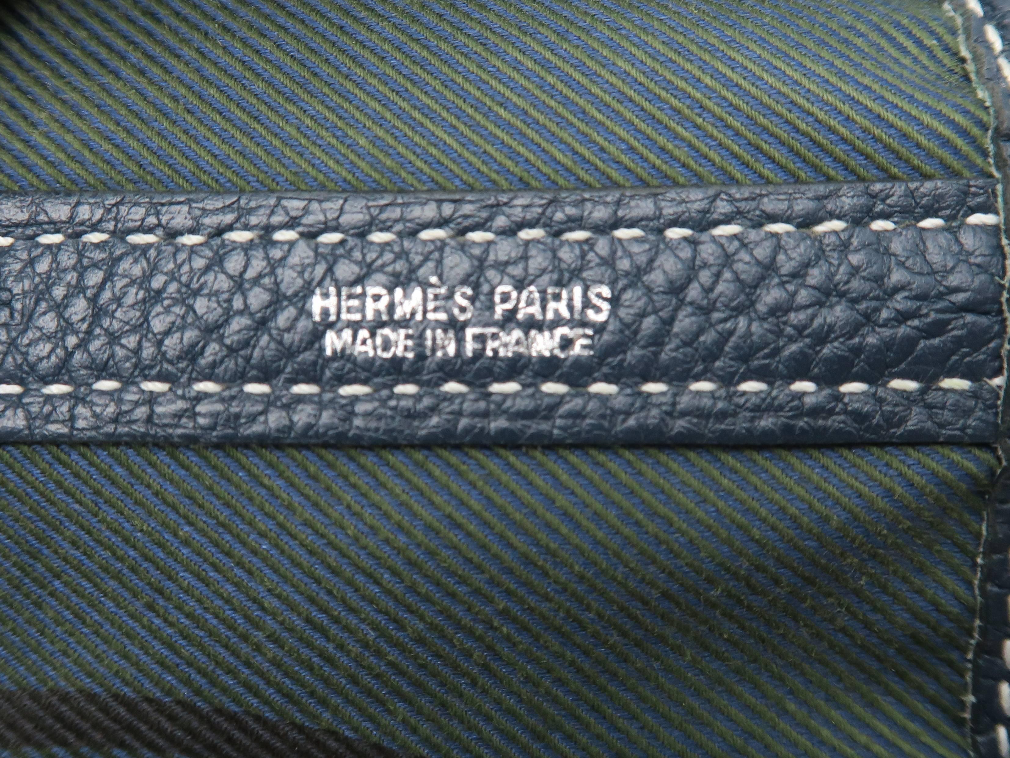 Hermes Garden Party PM Bleu De Presse Blue Togo Leather Tote Bag For Sale 3