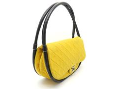 Chanel Hula Hoop Yellow Quilted Lambskin Leather Silver Metal Handbag