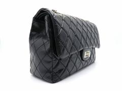 Chanel Black Quilted Calfskin Leather Silver Metal Chain Shoulder Flap Bag