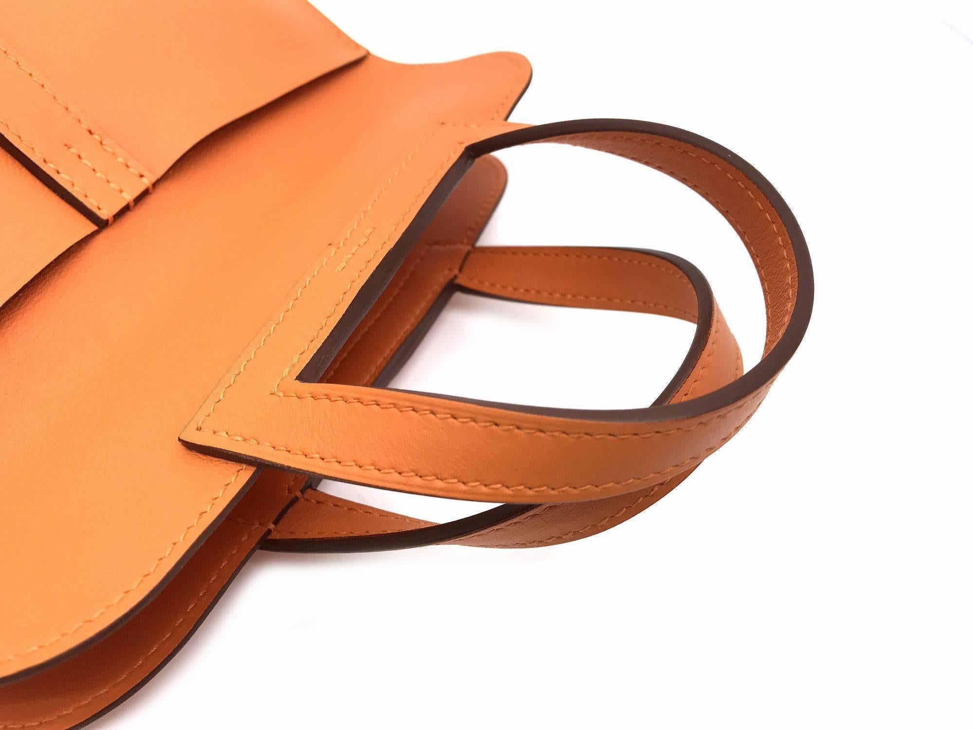 Hermes Mini Halzan Orange Swift Leather Satchel Bag 1