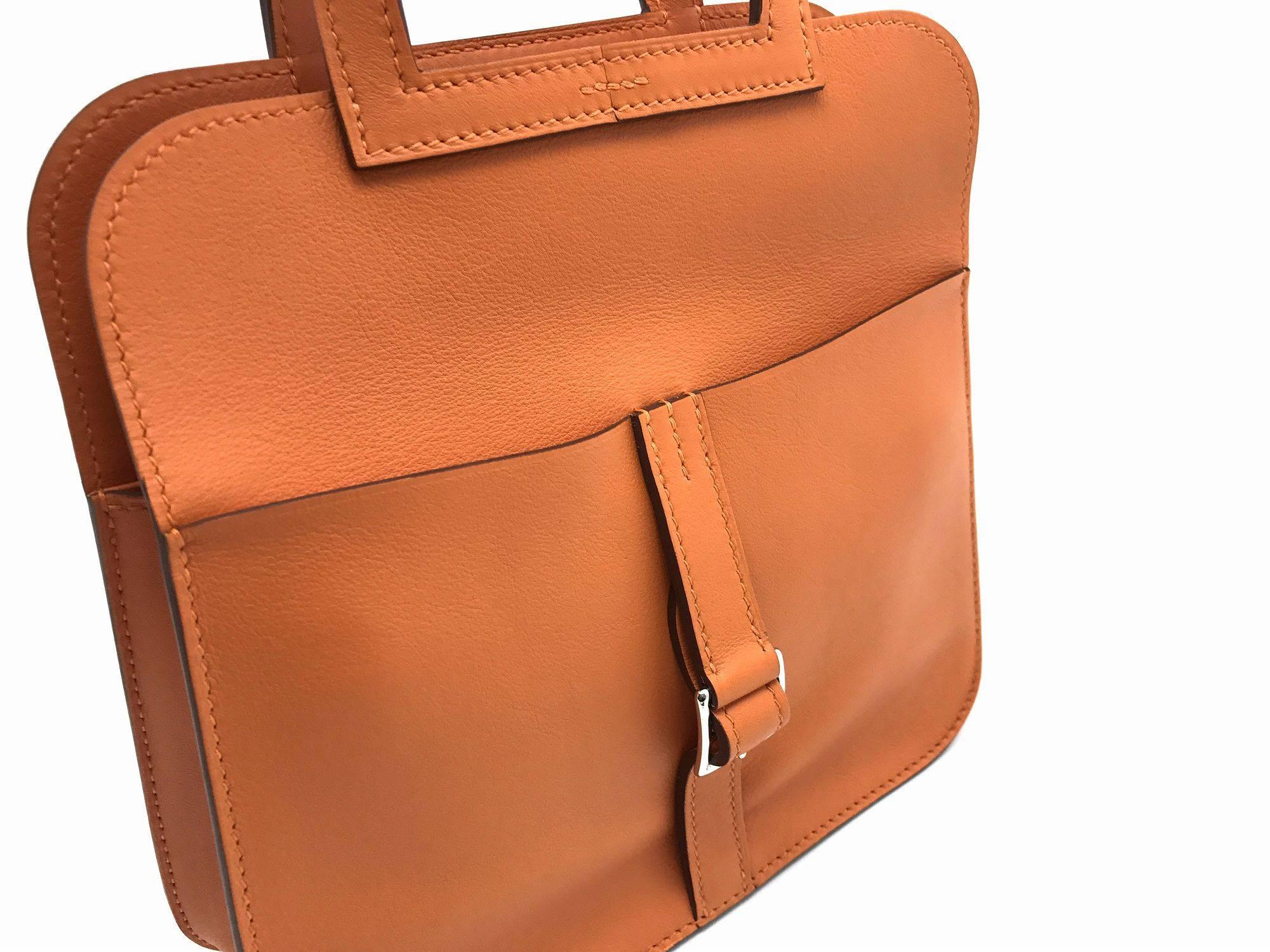 Hermes Mini Halzan Orange Swift Leather Satchel Bag 2