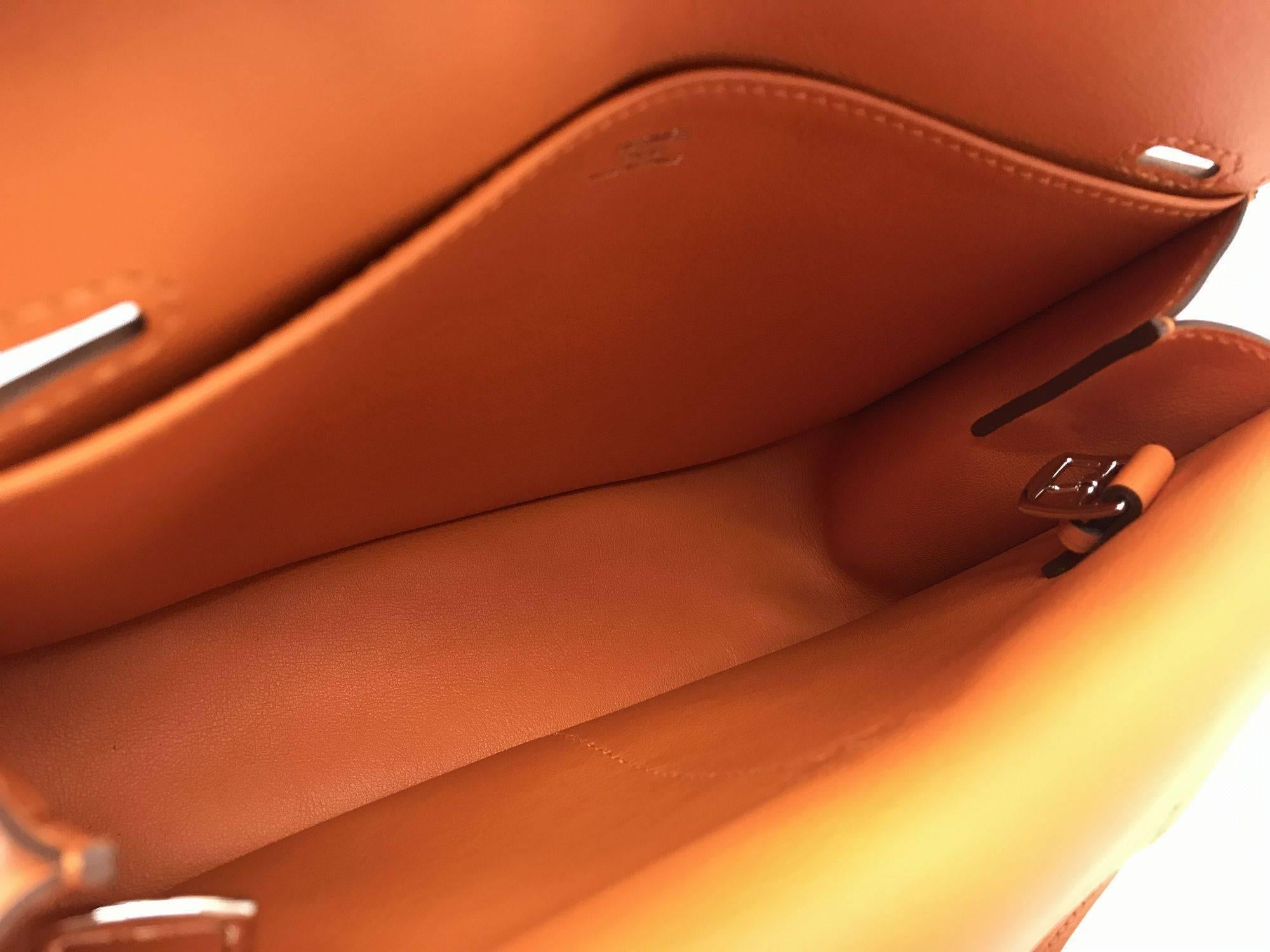 Hermes Mini Halzan Orange Swift Leather Satchel Bag 3