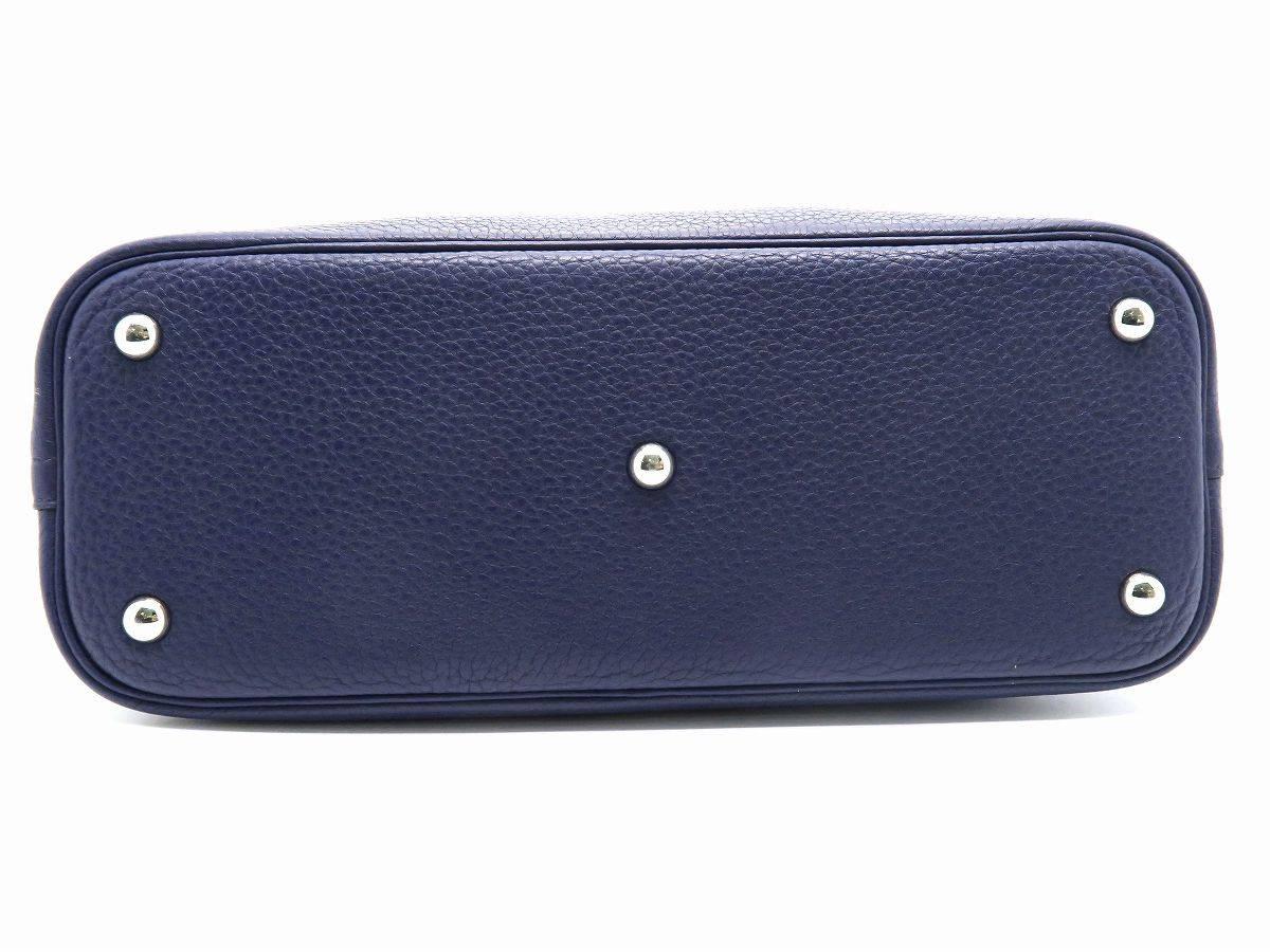 Women's Hermes Bolide 31 Bleu Saphir Blue Clemence Leather Top Handle Bag