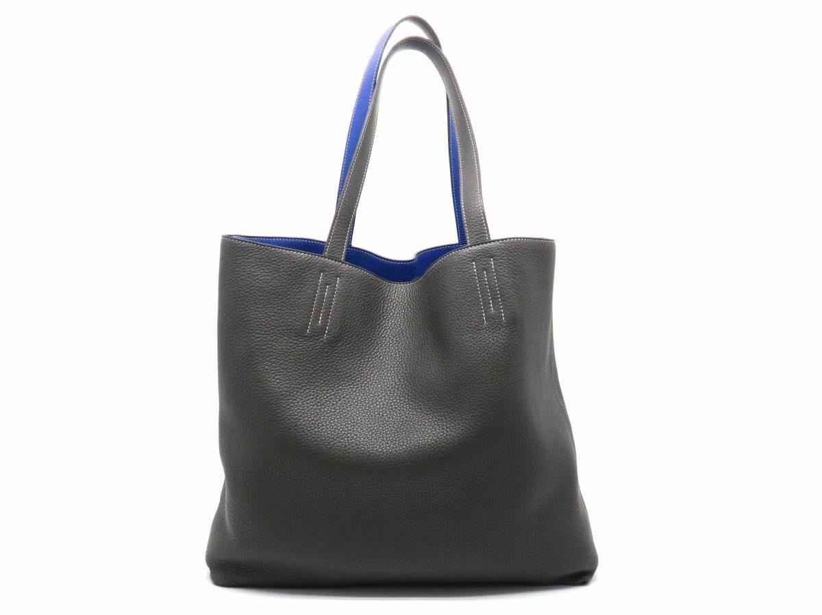 Hermes Double Sens Blue Electric Clemence Leather Tote Bag 1