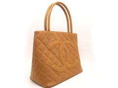 Chanel Vintage Brown Quilted Caviar Leather Gold Metal Top Handle Bag