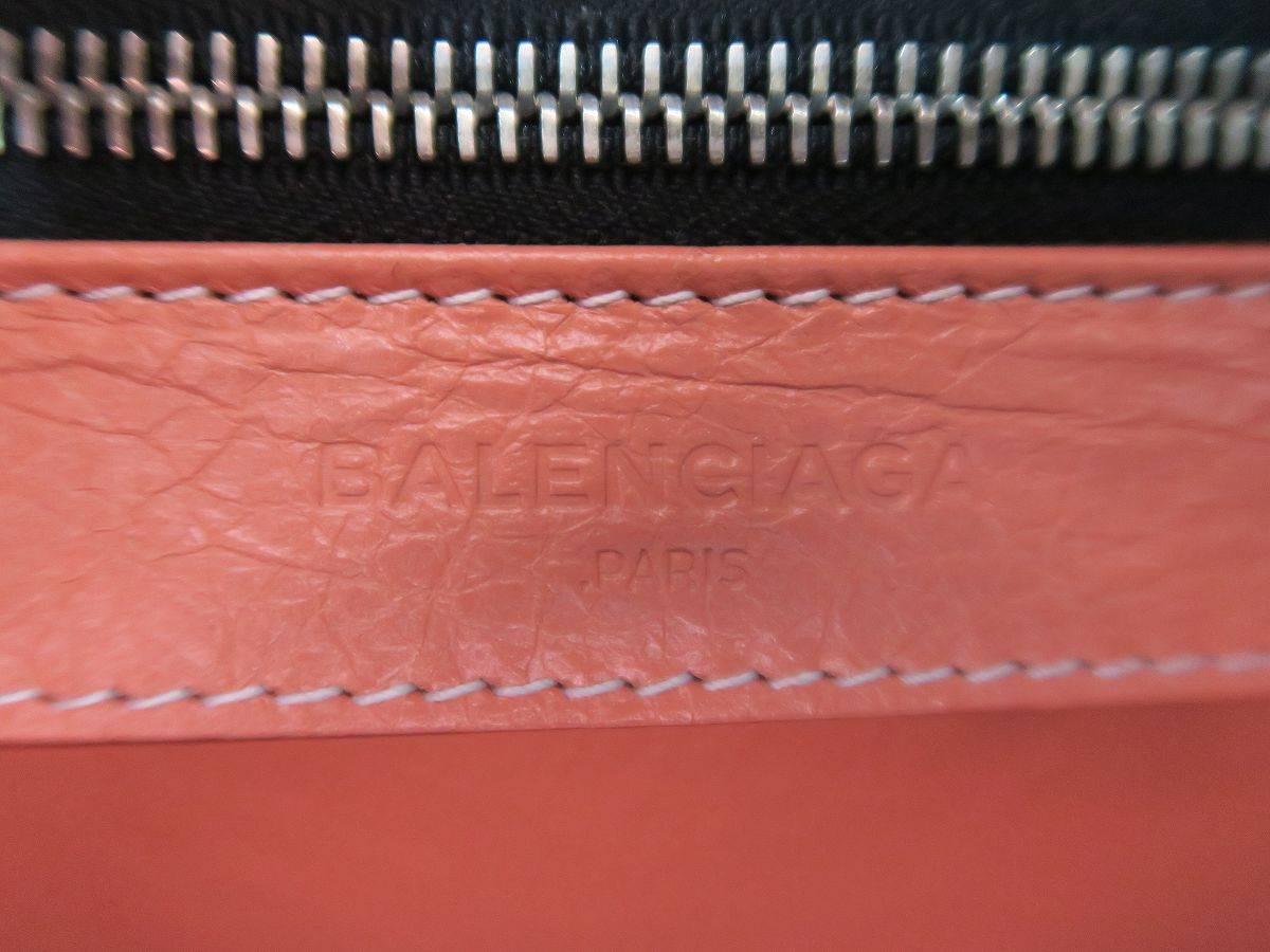 Orange Balenciaga Bazar Shopper White and Coral Lambskin Leather Tote Bag For Sale