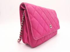 Chanel Wallet On Chain Pink Quilted Caviar Leather Silver Metal Crossbody Bag