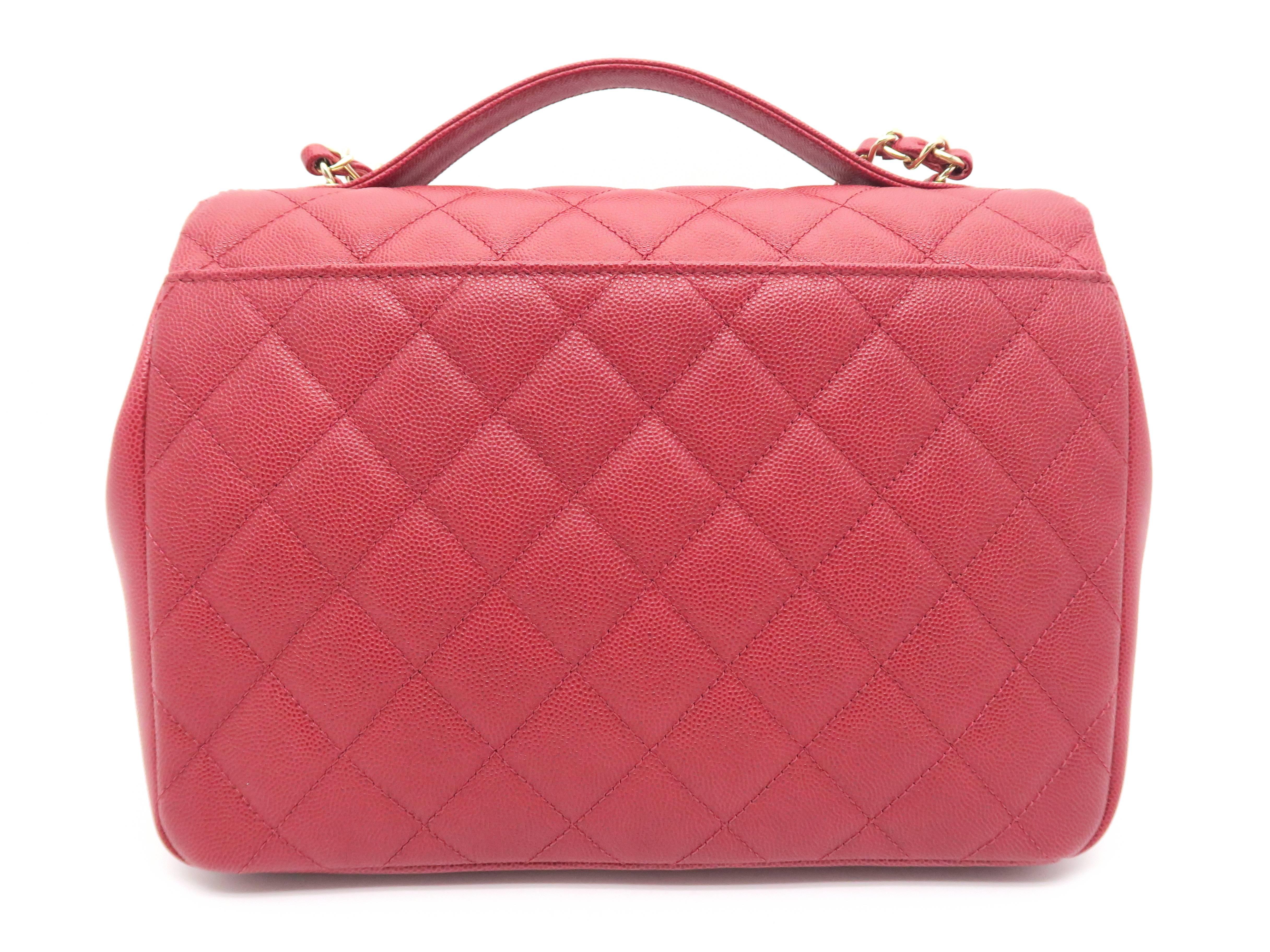 Chanel Red Quilted Caviar Leather Chain Shoulder Flap Bag In New Condition For Sale In Kowloon, HK