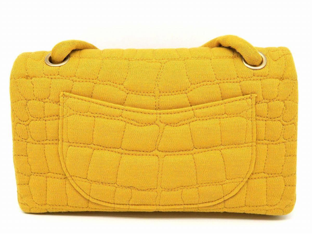 Chanel 2.55 Reissue Flap Yellow Knitted Fabric Gold Metal Shoulder Bag In Excellent Condition In Kowloon, HK
