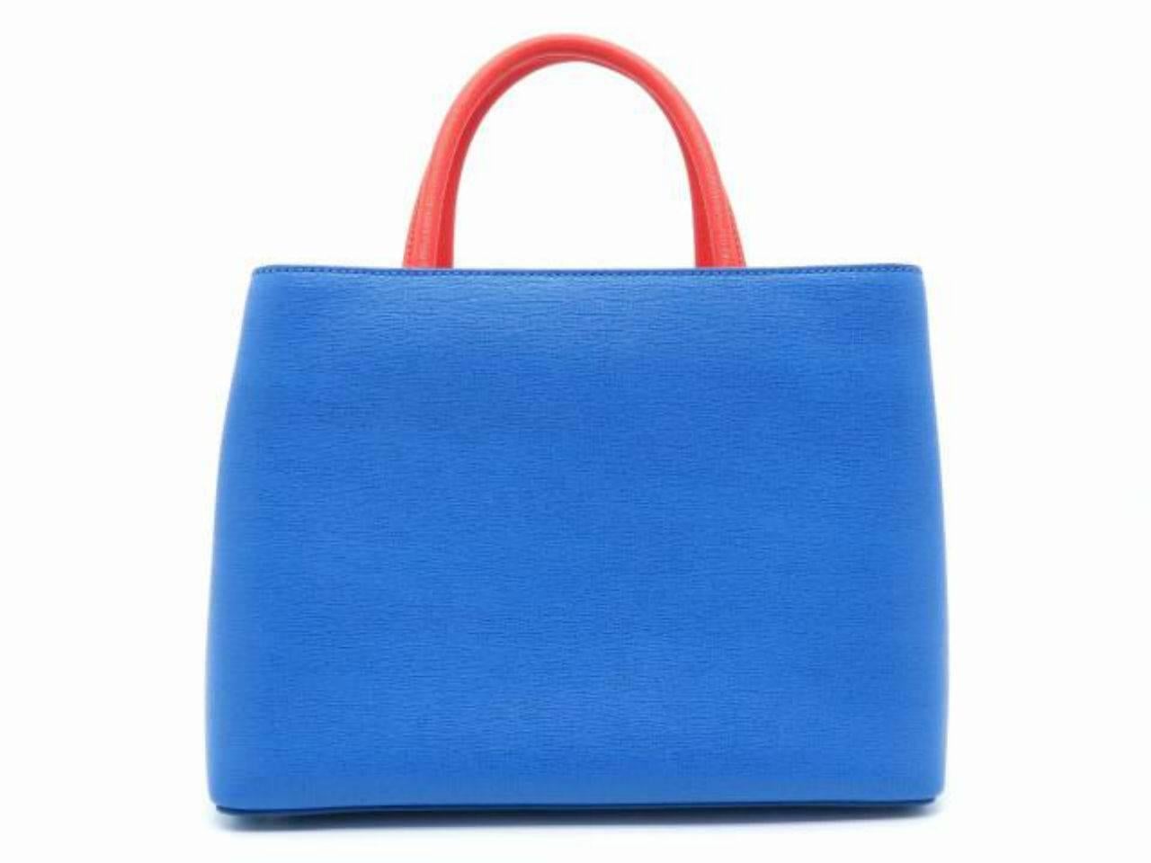 Blue Fendi Petite 2Jours Multi Color Calfskin Leather Top Handle Bag For Sale