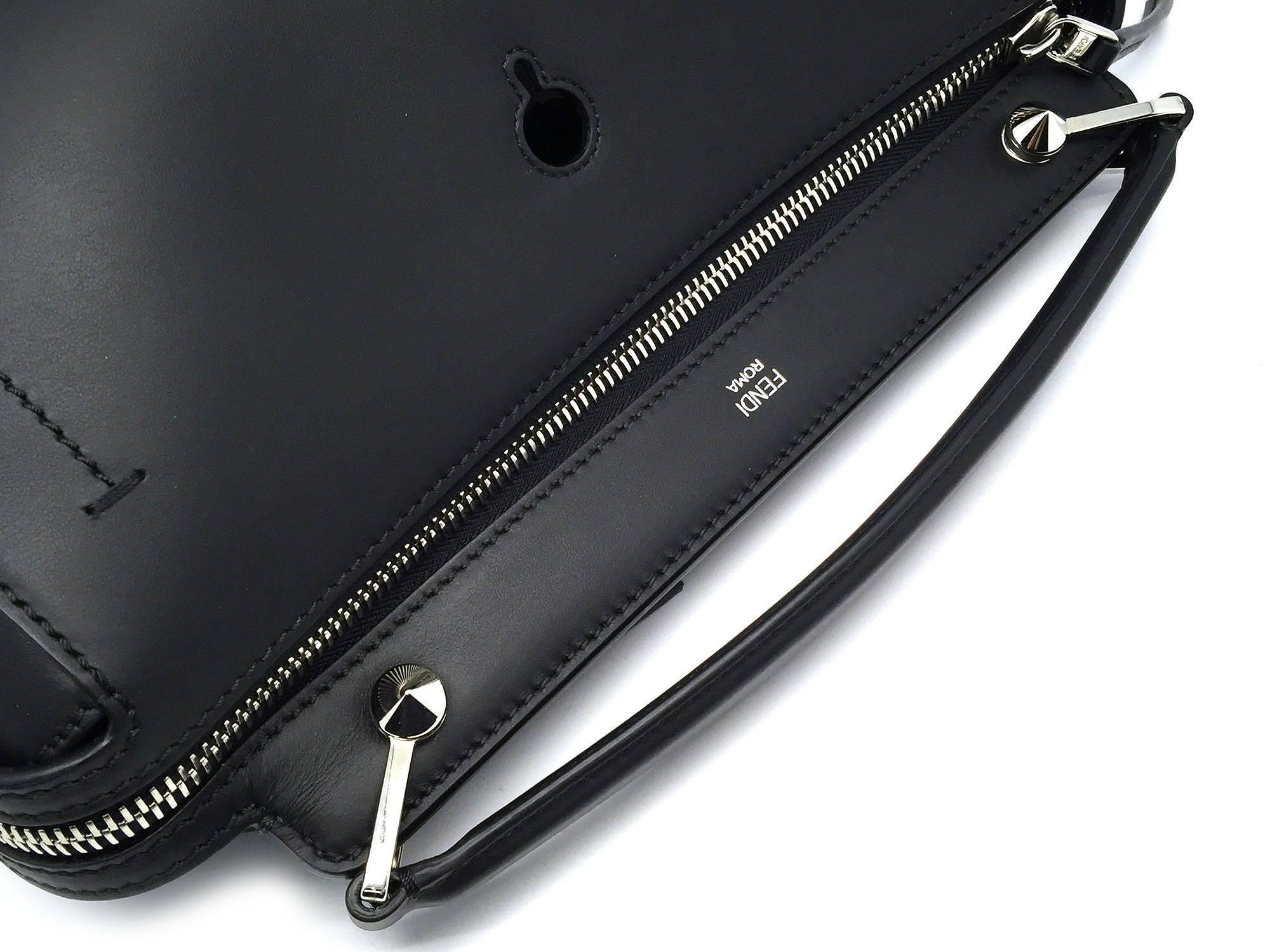 Fendi Dotcom Black Calfskin Leather Satchel Bag For Sale 1