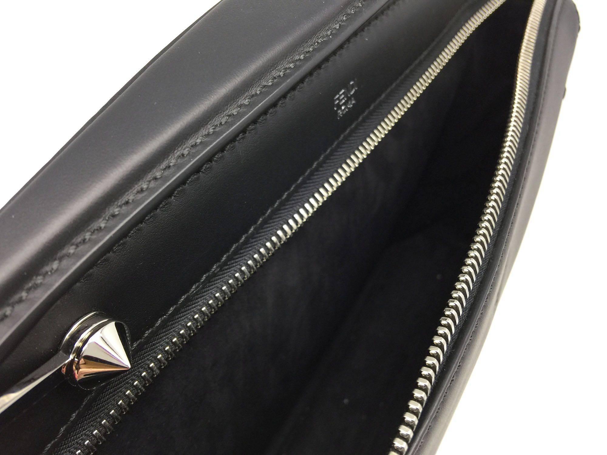 Fendi Dotcom Black Calfskin Leather Satchel Bag For Sale 2