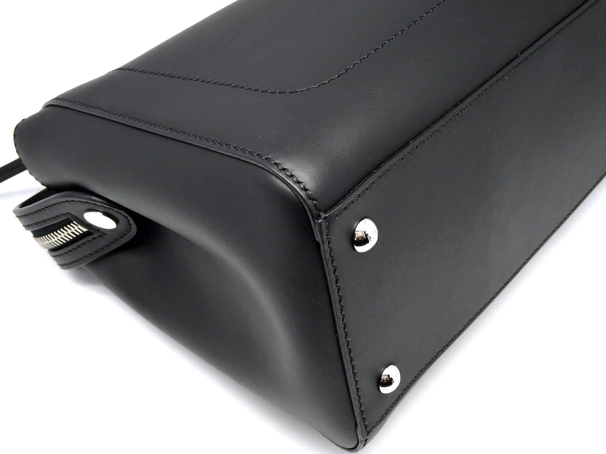 Fendi Dotcom Black Calfskin Leather Satchel Bag For Sale 3