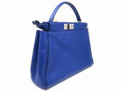 Fendi Peekaboo Monster Blue Lambskin Leather and Snake Skin Top Handle Bag