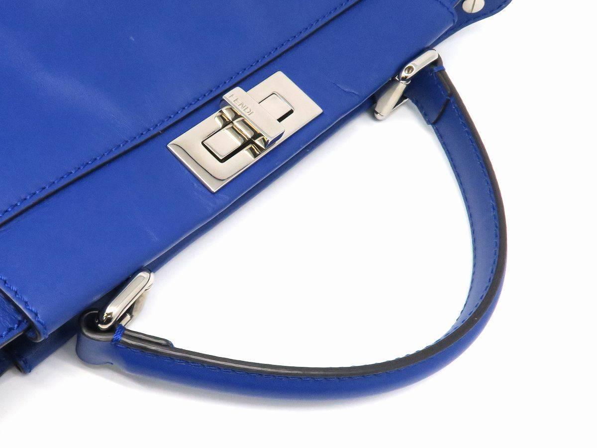 Fendi Peekaboo Monster Blue Lambskin Leather and Snake Skin Top Handle Bag In Excellent Condition For Sale In Kowloon, HK