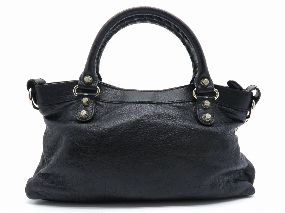 Balenciaga Black Lambskin Leather Silver Metal Satchel Bag In Excellent Condition In Kowloon, HK