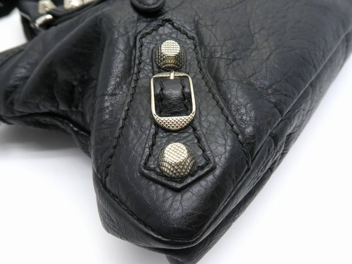 Balenciaga Black Lambskin Leather Silver Metal Satchel Bag 3