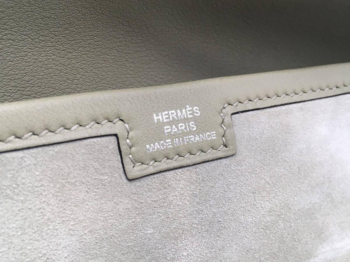 Hermes Jige PM Sauge Velvet Leather Clutch Bag 1