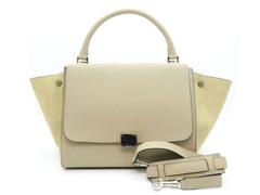 Celine Trapeze Beige Calfskin and Suede Leather Top Handle Bag