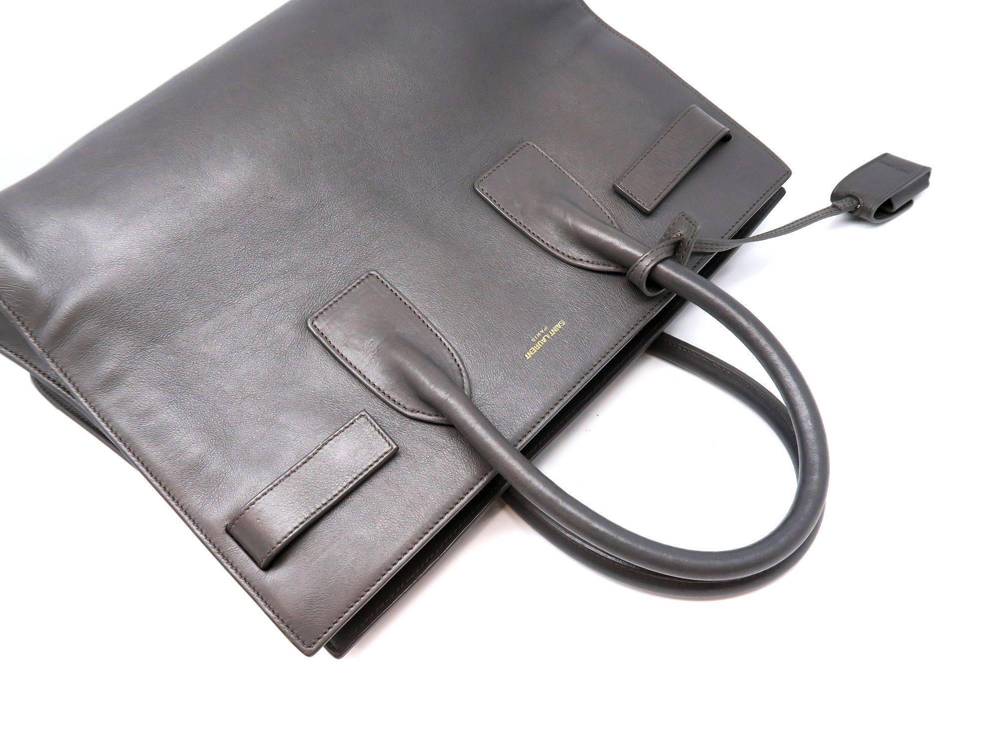 Saint Laurent Sac De Jour Grey Calfskin Leather Satchel Bag For Sale 1