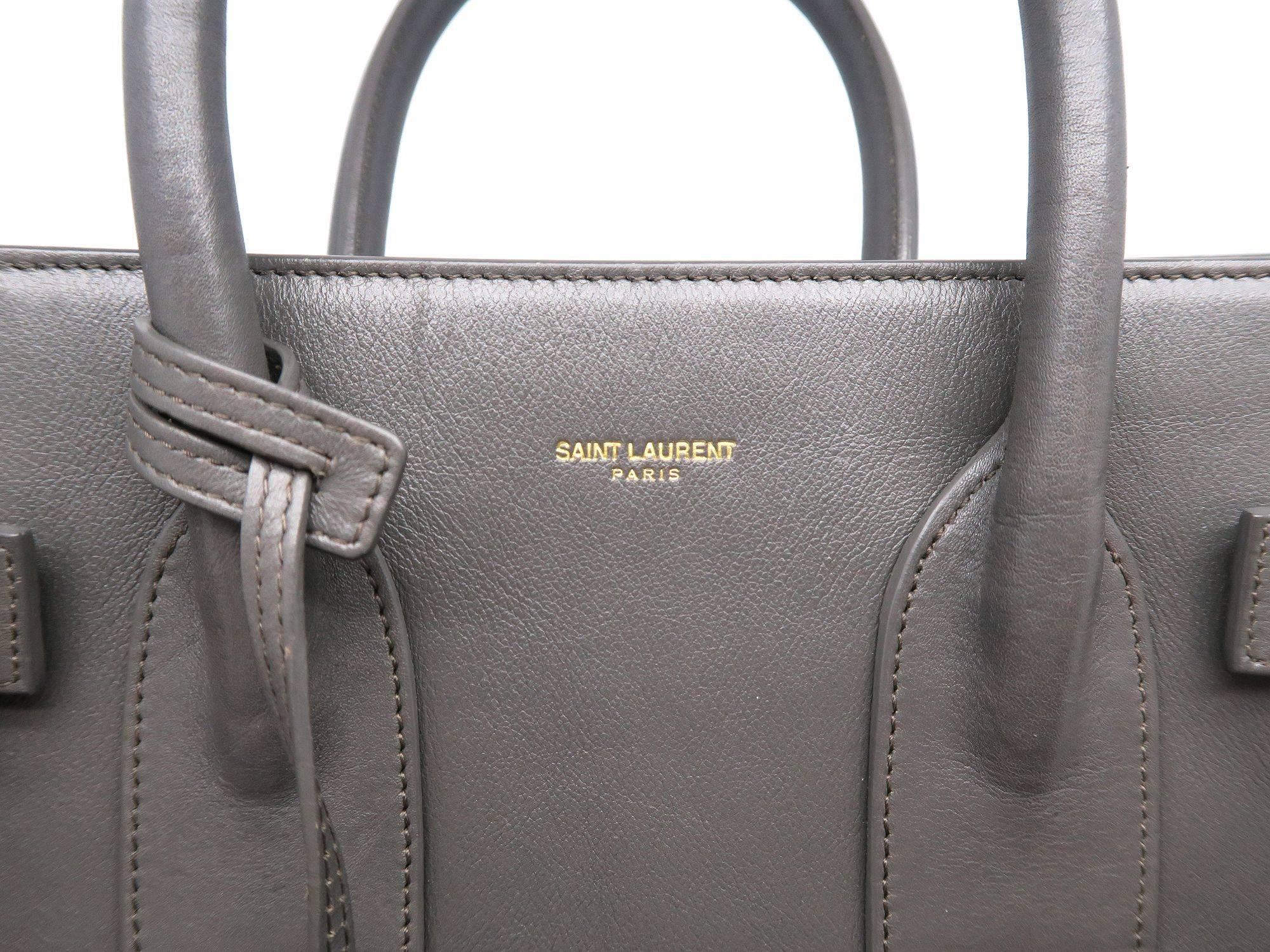 Saint Laurent Sac De Jour Grey Calfskin Leather Satchel Bag For Sale 4