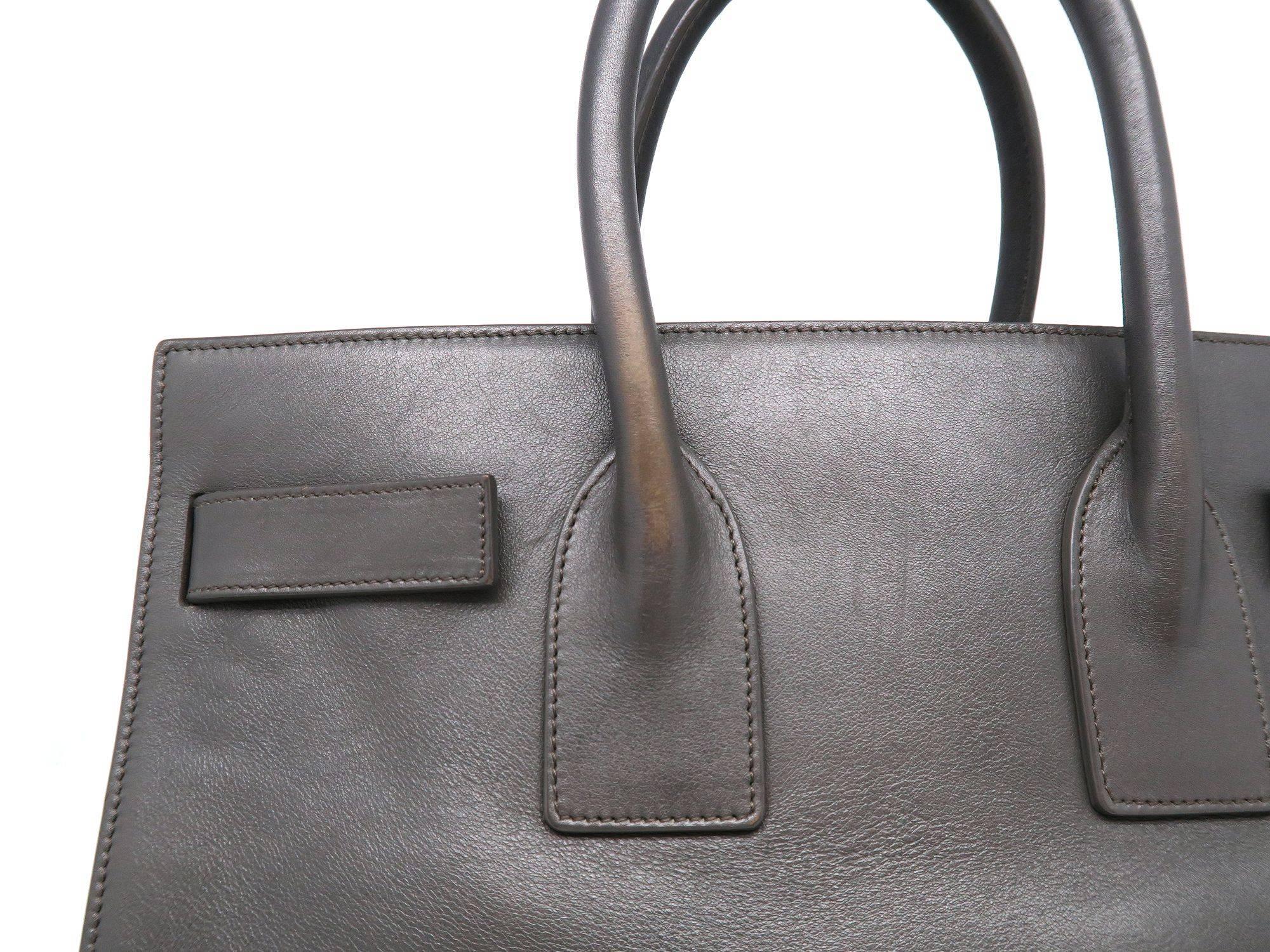 Saint Laurent Sac De Jour Grey Calfskin Leather Satchel Bag For Sale 5