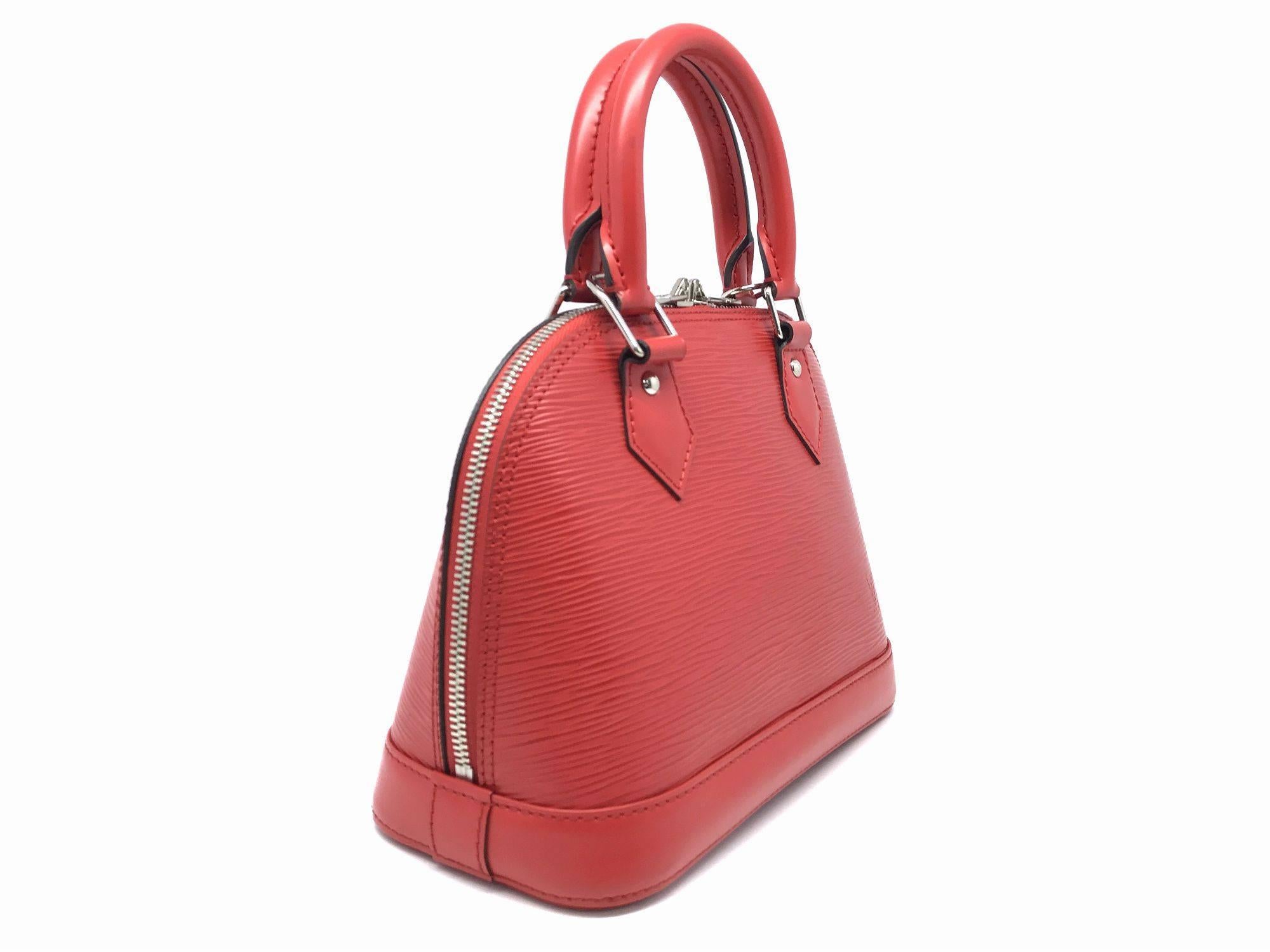 Louis Vuitton Alma BB Red Epi Leather Satchel Bag In Excellent Condition In Kowloon, HK