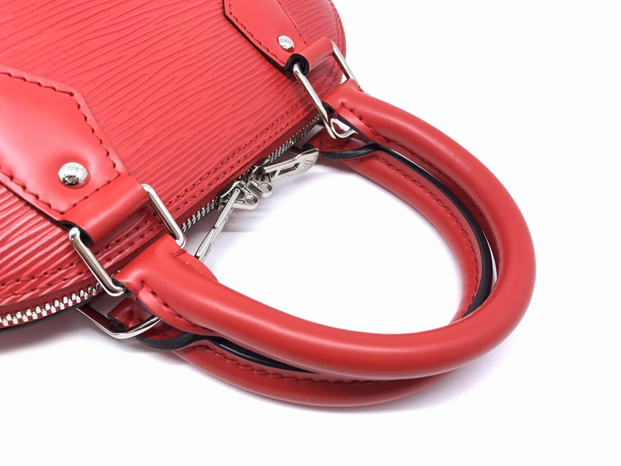 Louis Vuitton Alma BB Red Epi Leather Satchel Bag 2