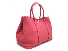 Hermes Garden Party PM Bougainvillier Pink Clemence Leather Tote Bag