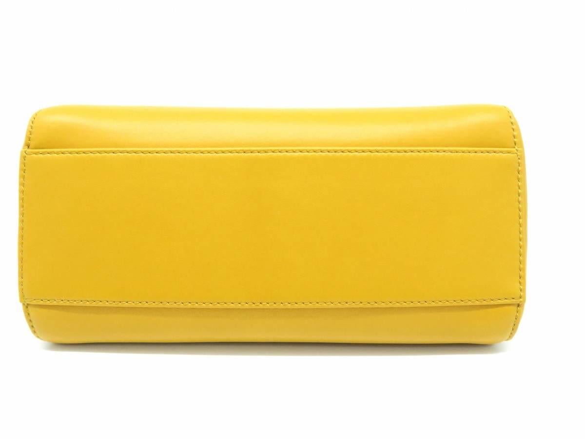 Fendi Peekaboo Yellow Lambskin Leather Gold Metal Top Handle Bag 1