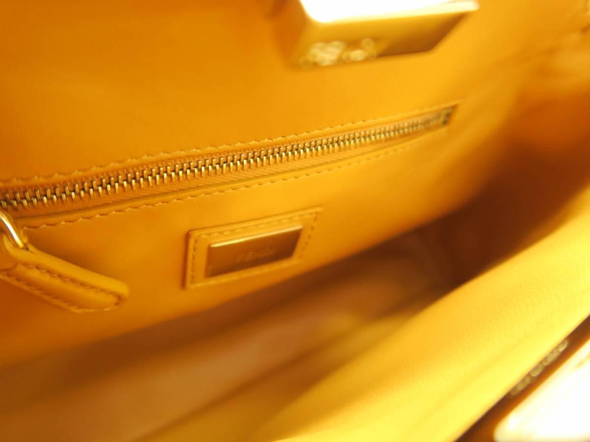 Fendi Peekaboo Yellow Lambskin Leather Gold Metal Top Handle Bag 3
