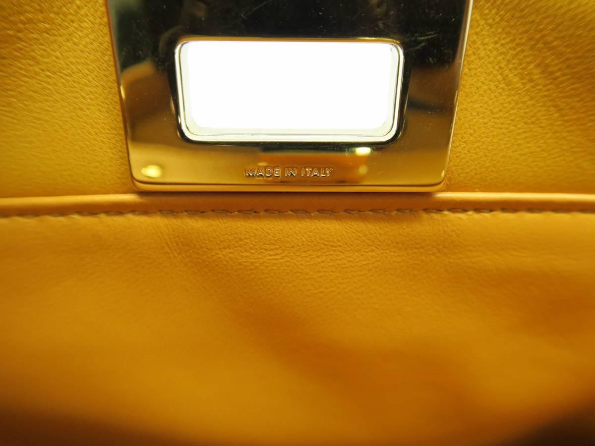 Fendi Peekaboo Yellow Lambskin Leather Gold Metal Top Handle Bag 6