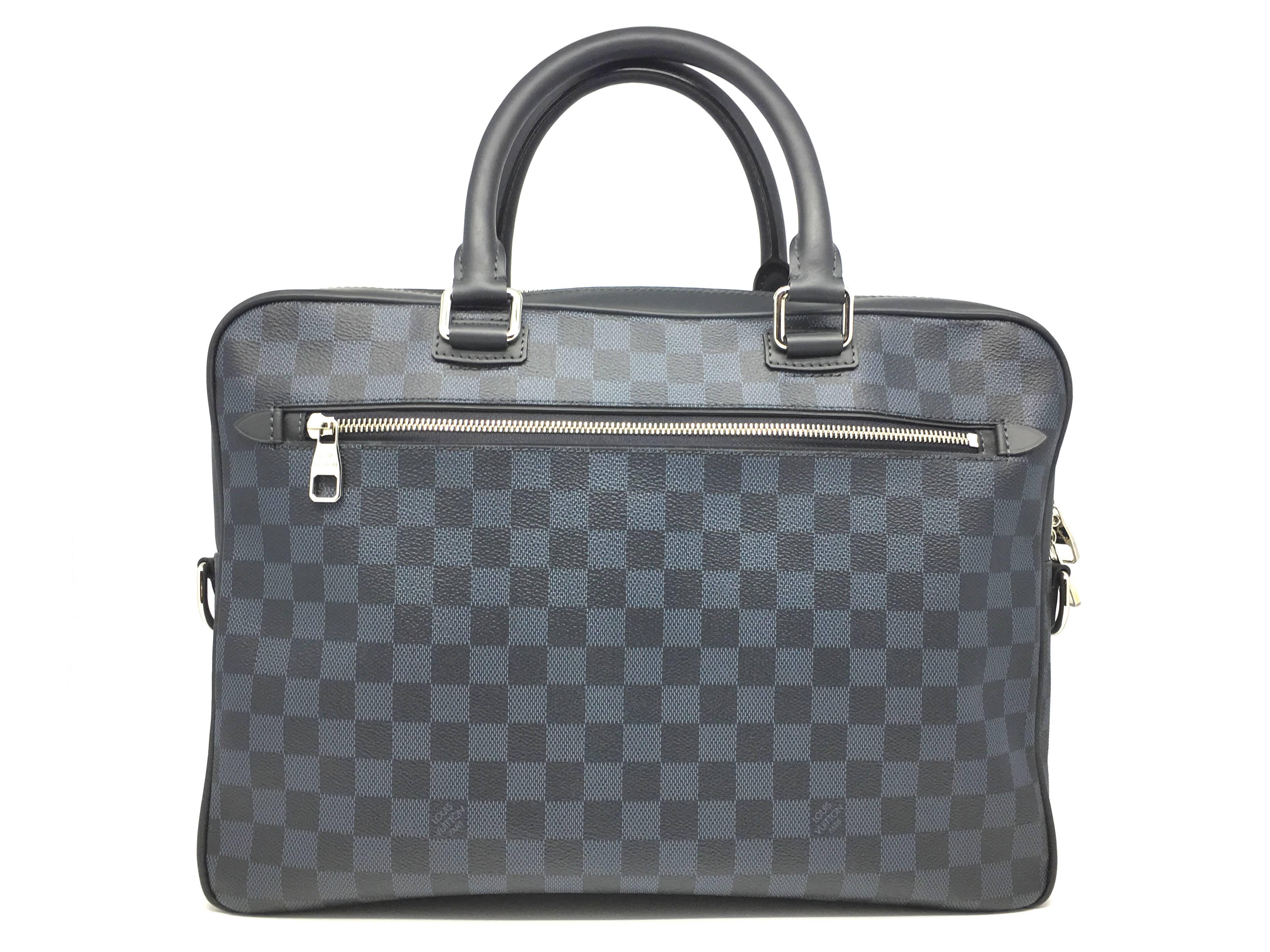 Gray Louis Vuitton Black/ Blue Damier Graphite Business Briefcase For Sale