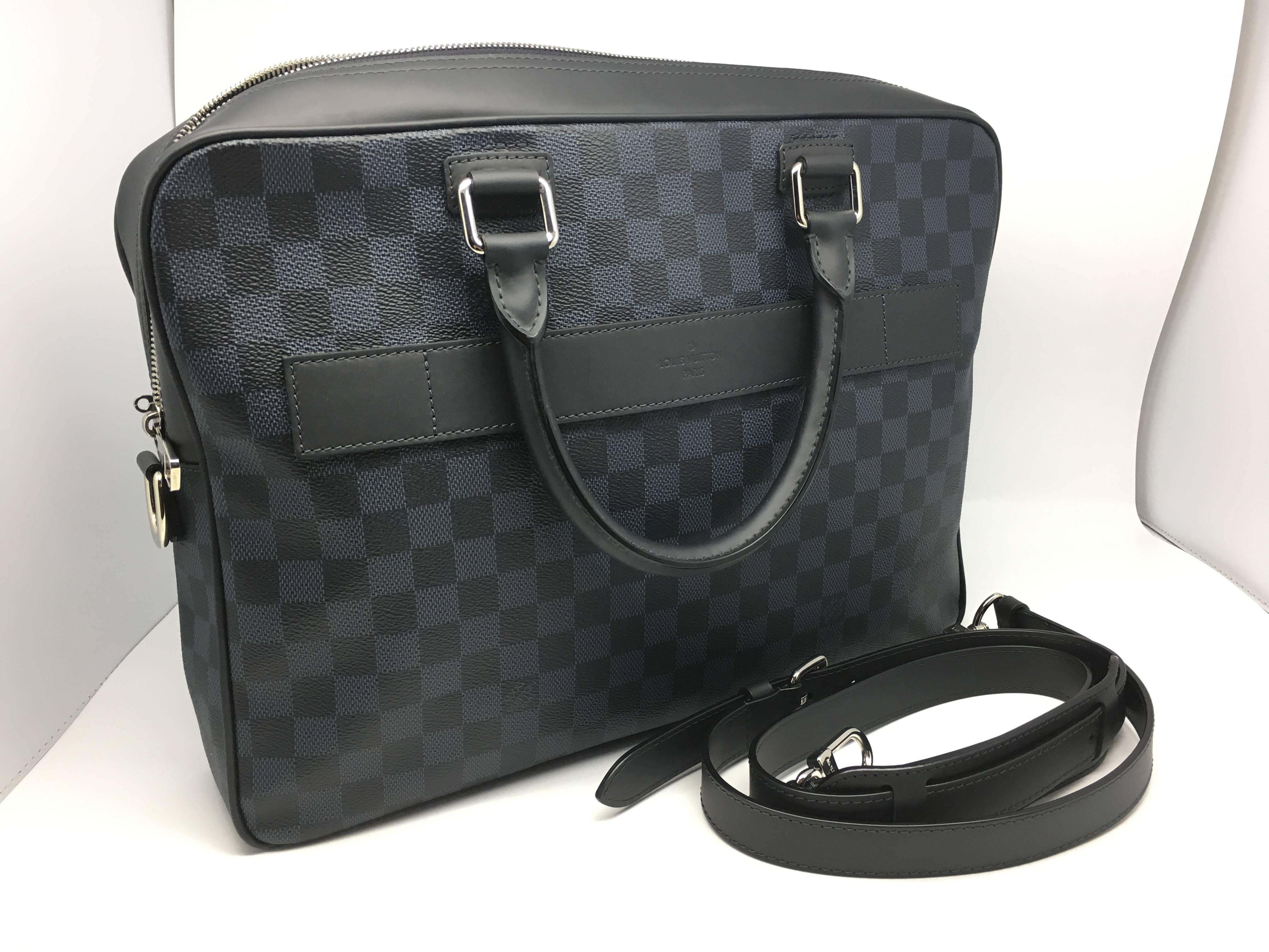 Louis Vuitton Black/ Blue Damier Graphite Business Briefcase For Sale 5
