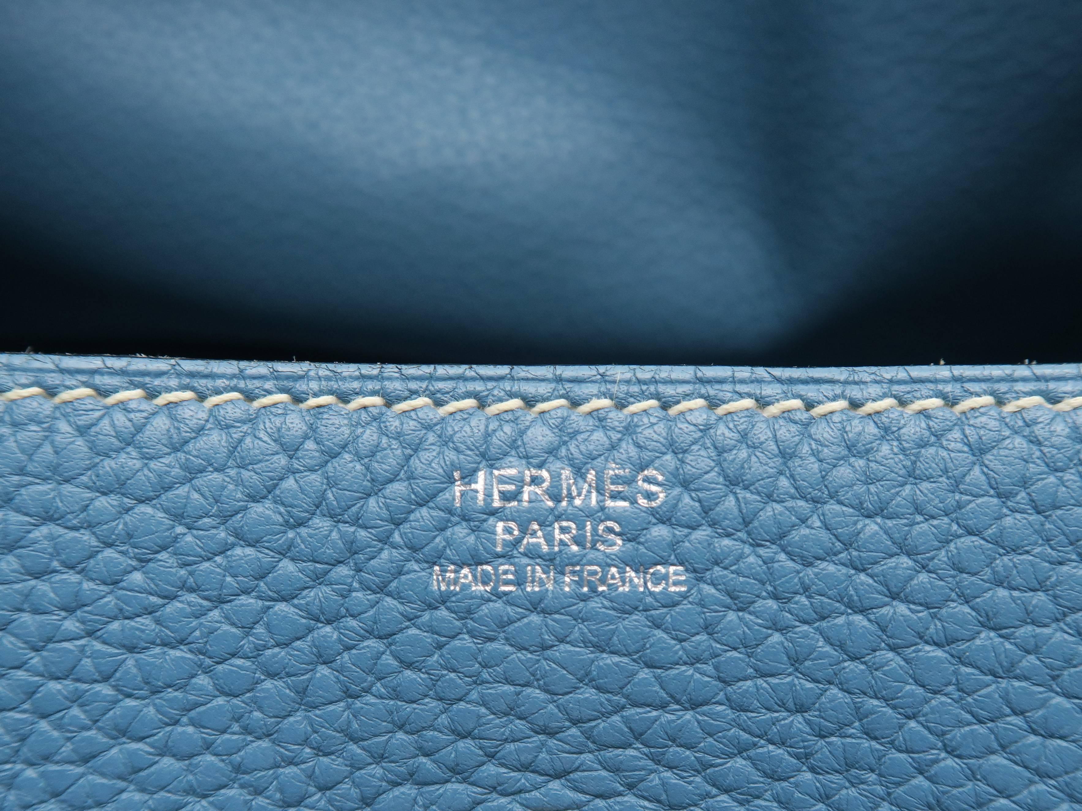 Hermes Lindy 34 Bleu Jean Clemence Leather Shoulder Bag 5