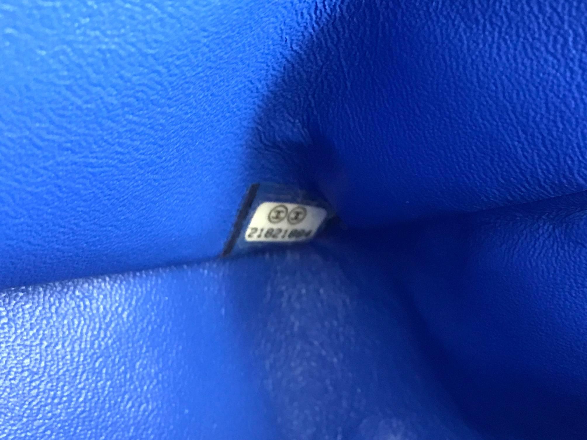 Chanel Classic Double Flap Blue Quilting Patent Silver Metal Shoulder Bag 5