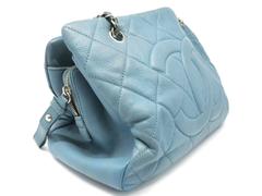 Chanel Light Blue  Caviar Leather Shoulder Bag