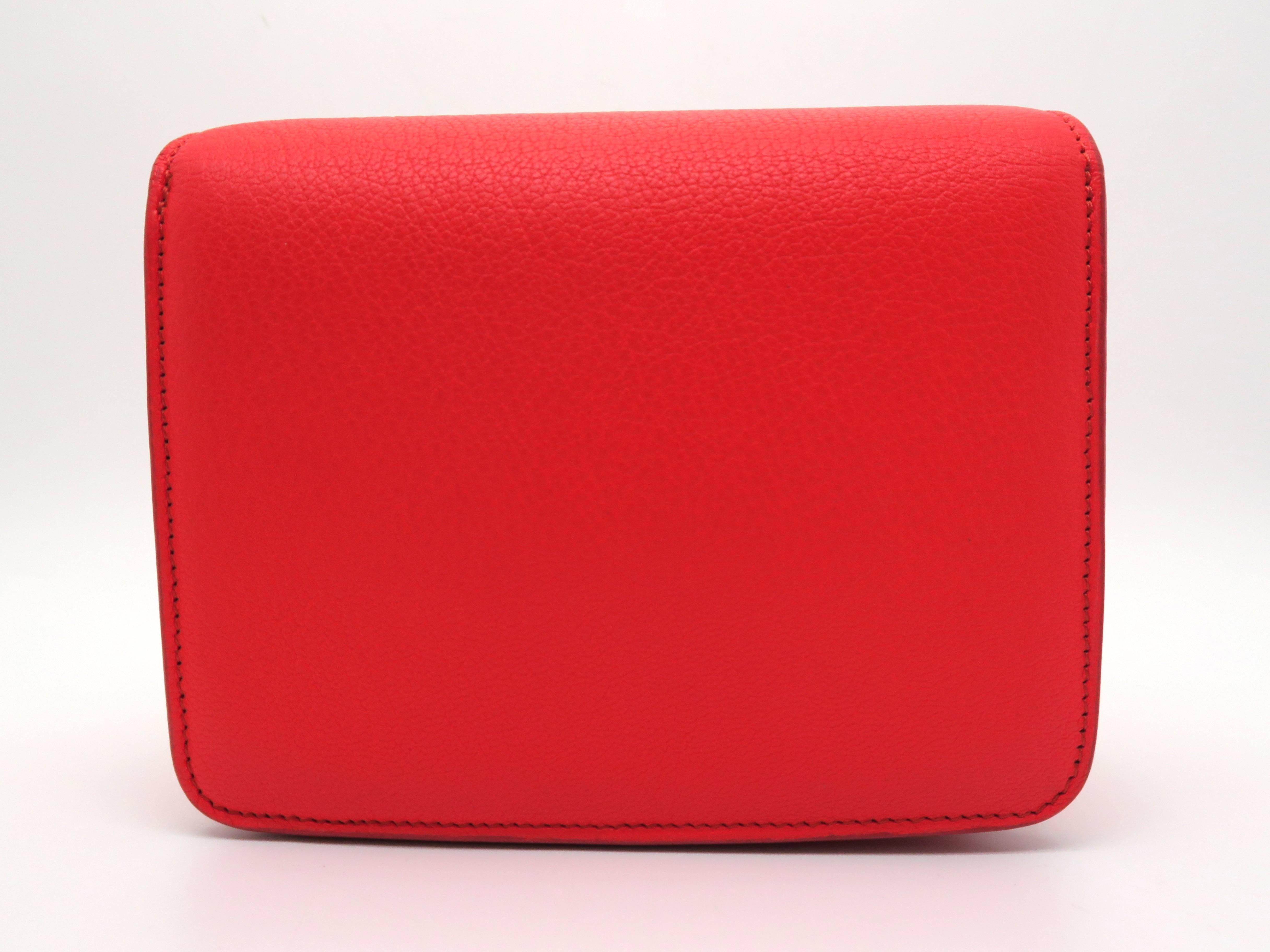 Women's Celine Classic Box Red Calfskin Leather Shoulder Bag