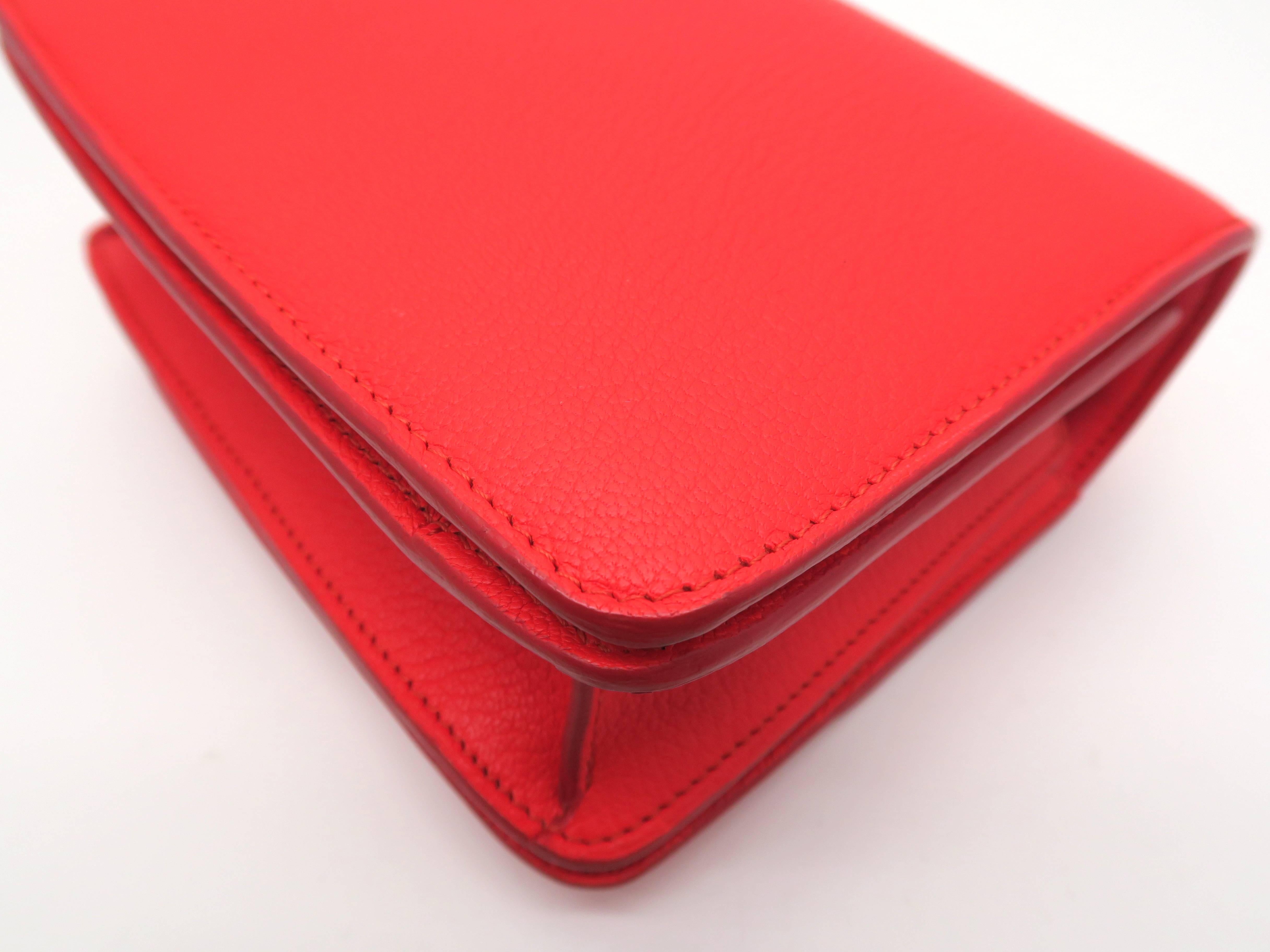 Celine Classic Box Red Calfskin Leather Shoulder Bag 2