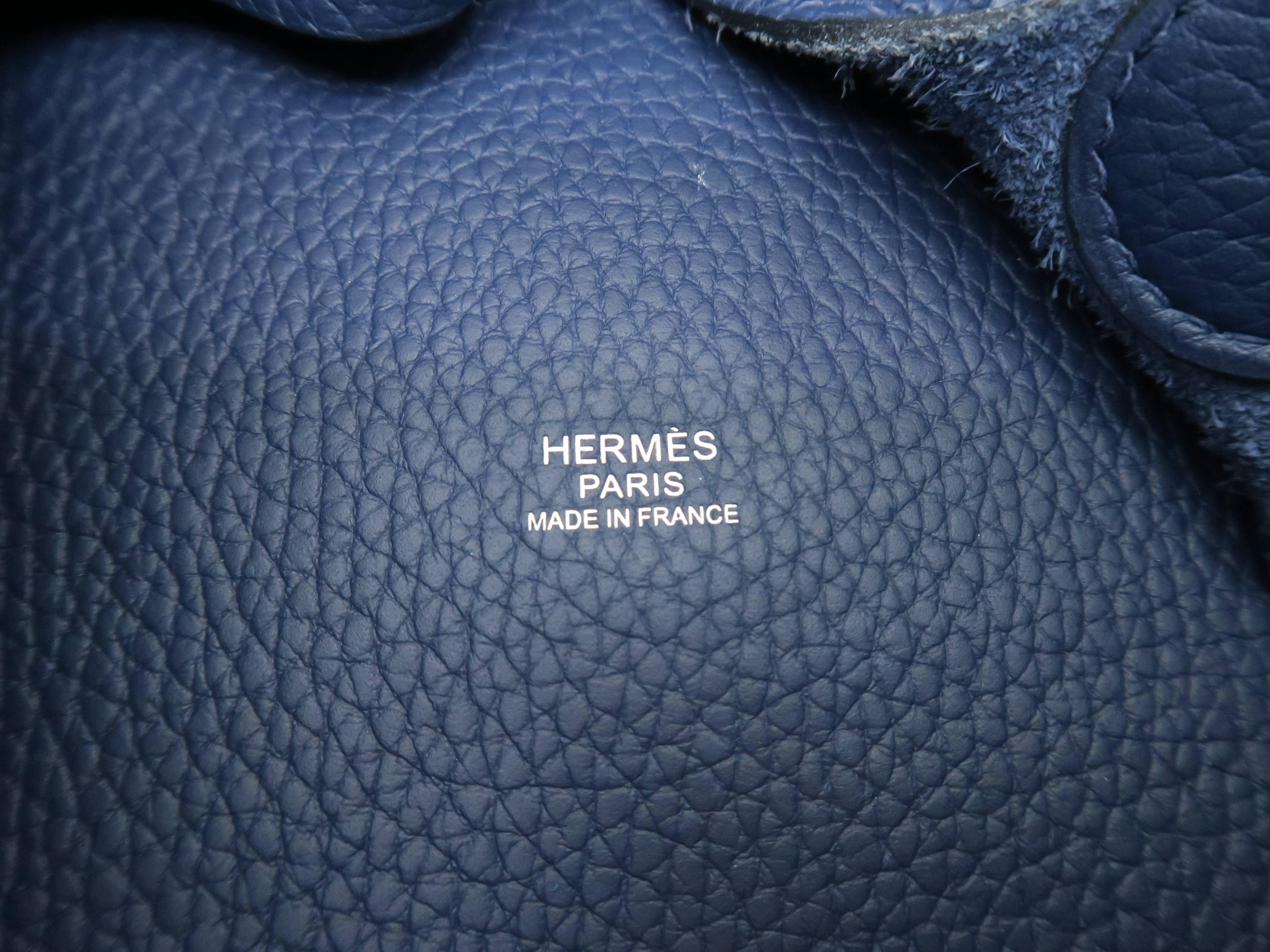 Hermes Picotin GM Dark Blue Bleu Saphir Clemence Leather Handbag 6