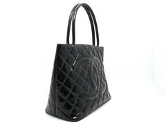 Chanel Black Quilted Patent Leather Handbag