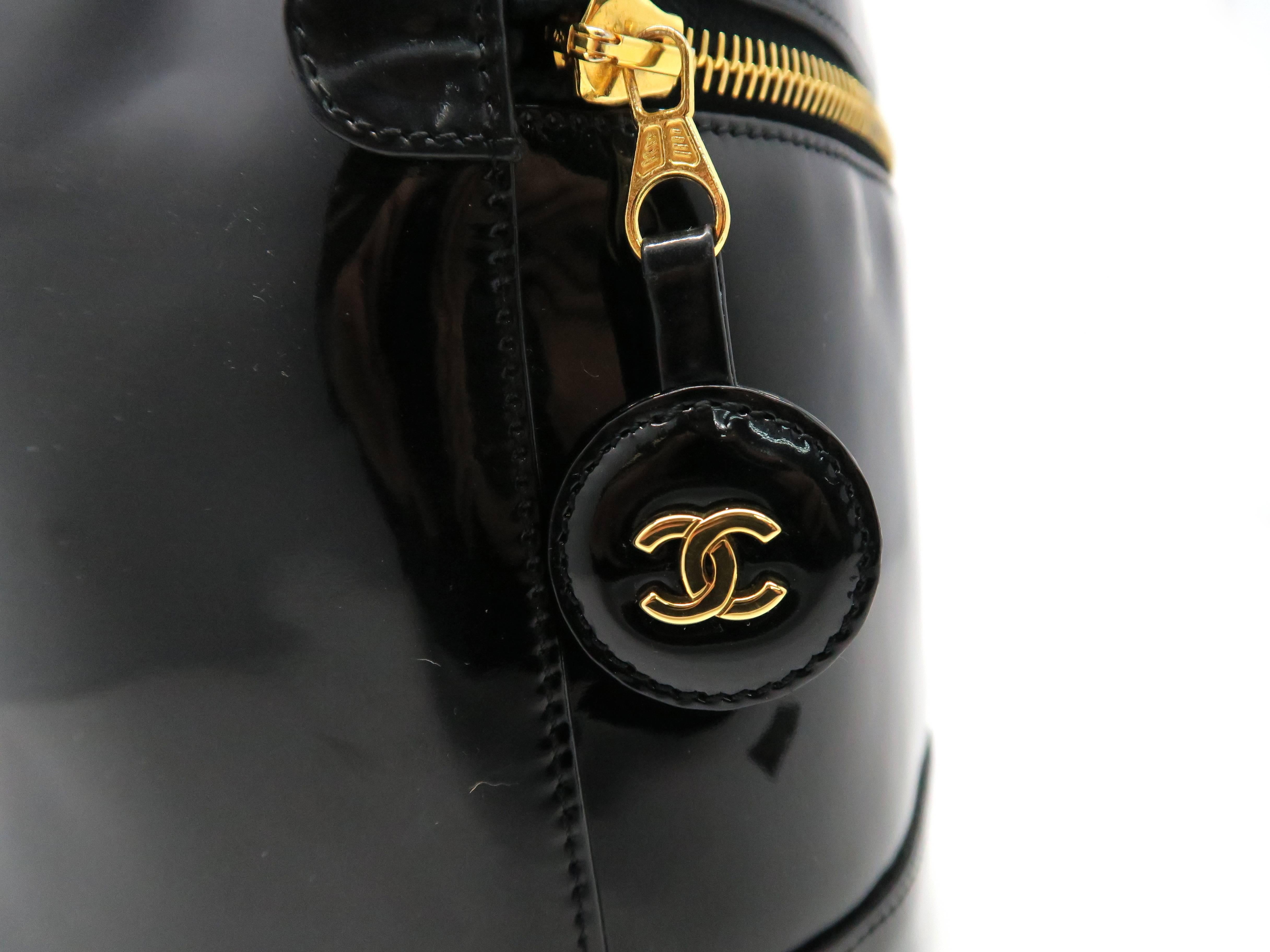 Chanel Patent Leather Handbag Black For Sale 4