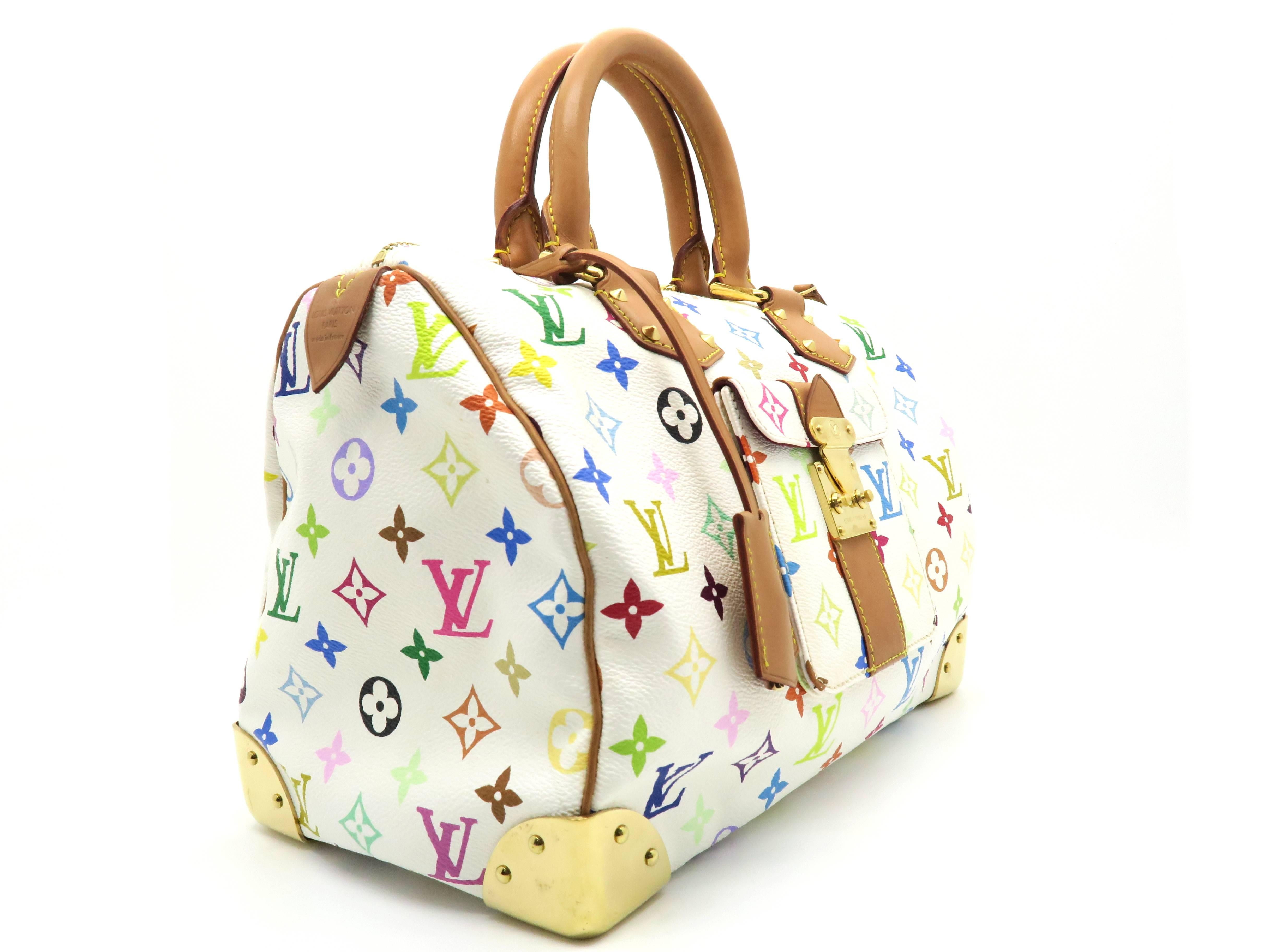 Color: White/ Multicolor
Material: Monogram Canvas

Condition: Rank A
Overall: Good, few minor defects
Surface: Minor Scratches
Corners : Minor Scratches 
Edges: Minor Stains 
Handles/Straps: Minor Scratches 
Hardware: Minor Scratches 
 

Dimension: