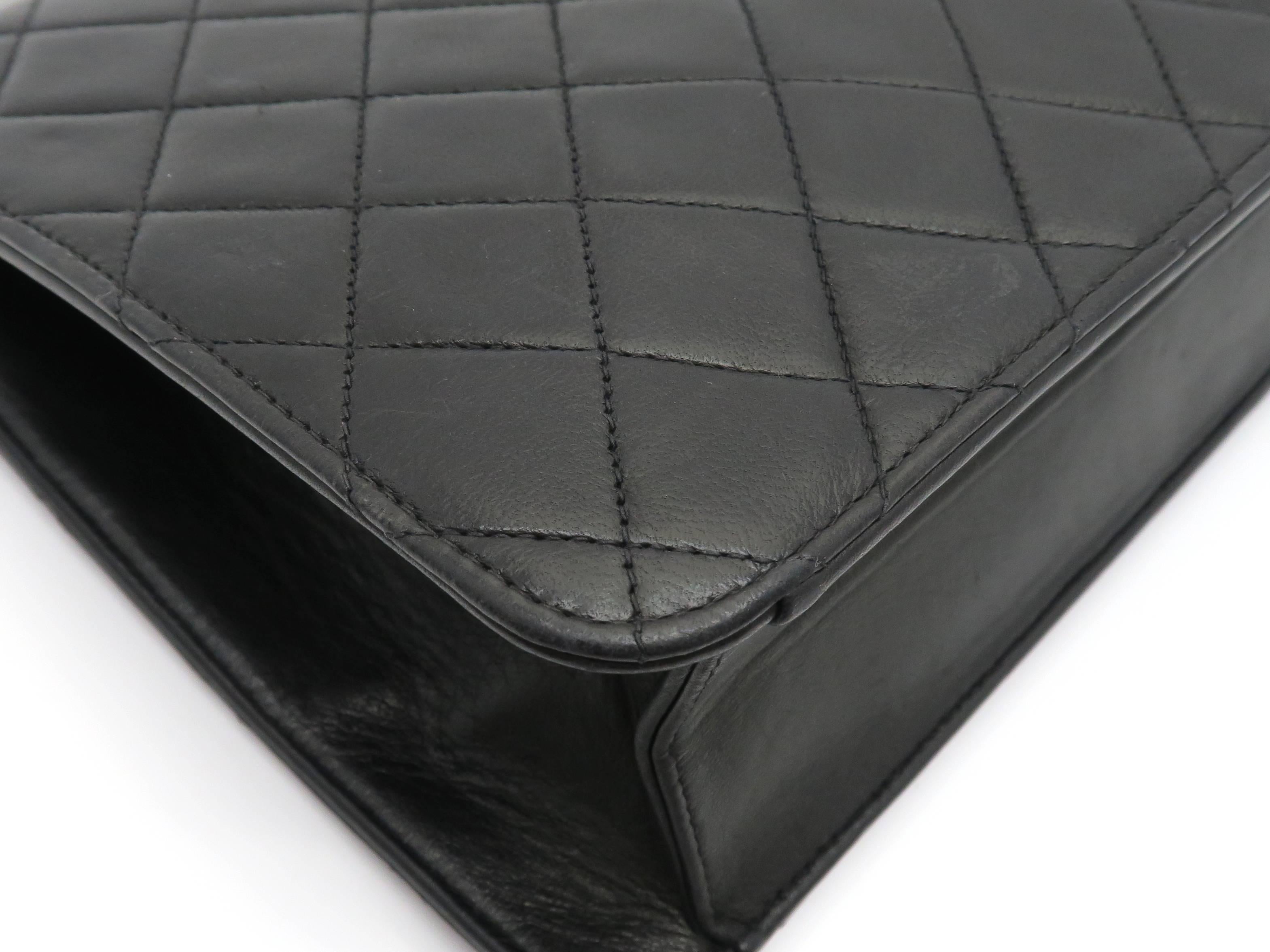 Chanel Black Quilting Lambskin Leather Shoulder Bag For Sale 1