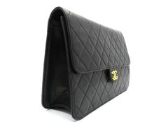 Chanel Black Quilting Lambskin Leather Shoulder Bag